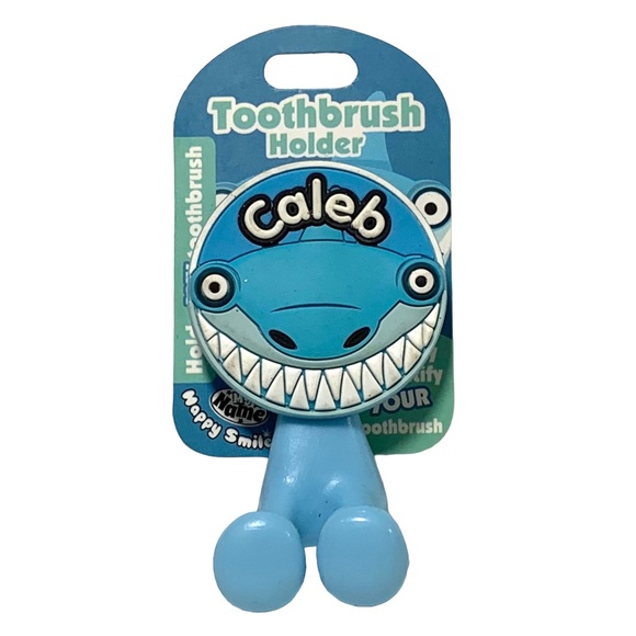 Happy Smiles Personalized Kids Toothbrush Holder Caleb Shark - Picture 1 of 4